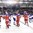 POPRAD, SLOVAKIA - APRIL 20: Team Russia and team Slovakia players shake hands following a 3-2 Russia victory in overtime against Slovakia during quarterfinal round action at the 2017 IIHF Ice Hockey U18 World Championship. (Photo by Andrea Cardin/HHOF-IIHF Images)

